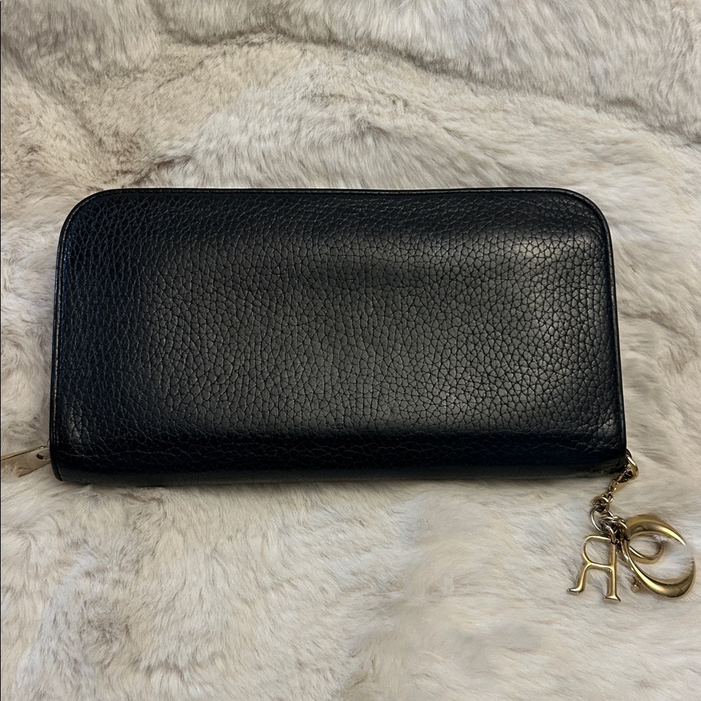 Christian Dior black and raspberry leather long zip around wallet with charms - Picture 4 of 17